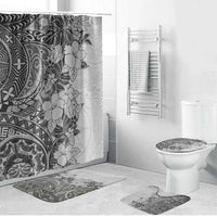 Polynesia Bathroom Set Hibiscus Hawaiian Tribal Tattoo Retro Gray LT9 Bathroom Set (4 pcs) Gray - Polynesian Pride