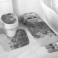 Polynesia Bathroom Set Hibiscus Hawaiian Tribal Tattoo Retro Gray LT9 Mat Set Only (3 pcs) One Size Gray - Polynesian Pride