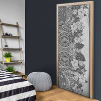 Polynesia Door Cover Hibiscus Hawaiian Tribal Tattoo Retro Gray LT9 - Polynesian Pride