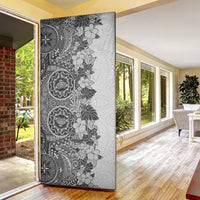 Polynesia Door Cover Hibiscus Hawaiian Tribal Tattoo Retro Gray LT9 - Polynesian Pride