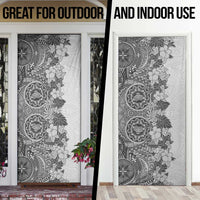 Polynesia Door Cover Hibiscus Hawaiian Tribal Tattoo Retro Gray LT9 - Polynesian Pride