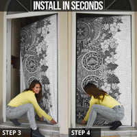 Polynesia Door Cover Hibiscus Hawaiian Tribal Tattoo Retro Gray LT9 - Polynesian Pride