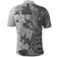 Polynesia Polo Shirt Hibiscus and Hawaiian Tribal Tattoo Retro Style Gray Color LT9 - Polynesian Pride