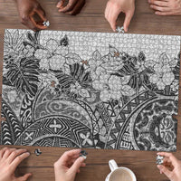 Polynesia Puzzle Hibiscus Hawaiian Tribal Tattoo Retro Gray - Polynesian Pride