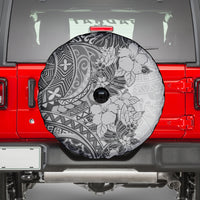 Polynesia Spare Tire Cover Hibiscus and Hawaiian Tribal Tattoo Retro Style Gray Color LT9 - Polynesian Pride