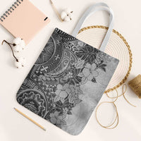 Polynesia Tote Bag Hibiscus Hawaiian Tribal Tattoo Retro Gray - Polynesian Pride