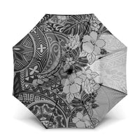 Polynesia Umbrella Hibiscus Hawaiian Tribal Tattoo Retro Gray LT9 One Size Folded 11.42 inch Opened Diameter 37.4 inch Gray - Polynesian Pride