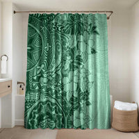 Polynesia Bathroom Set Hibiscus Hawaiian Tribal Tattoo Retro Green LT9 Shower Curtain Only Green - Polynesian Pride