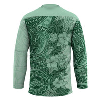 Polynesia Hockey Jersey Hibiscus Hawaiian Tribal Tattoo Retro Green LT9 - Polynesian Pride