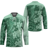 Polynesia Hockey Jersey Hibiscus Hawaiian Tribal Tattoo Retro Green LT9 - Polynesian Pride