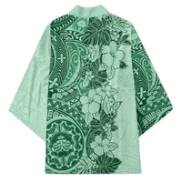 Polynesia Kimono Hibiscus Hawaiian Tribal Tattoo Retro Green - Polynesian Pride