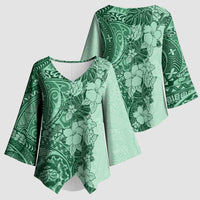 Polynesia Kimono Sleeve Blouse Hibiscus Hawaiian Tribal Tattoo Retro Green LT9 - Polynesian Pride