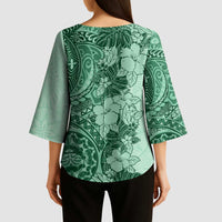 Polynesia Kimono Sleeve Blouse Hibiscus Hawaiian Tribal Tattoo Retro Green LT9 - Polynesian Pride
