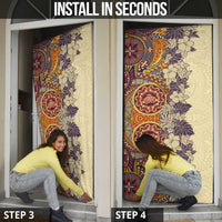 Polynesia Door Cover Hibiscus Hawaiian Tribal Tattoo Retro Tan LT9 - Polynesian Pride