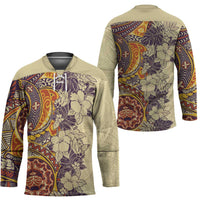Polynesia Hockey Jersey Hibiscus Hawaiian Tribal Tattoo Retro Tan LT9 - Polynesian Pride