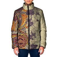 Polynesia Padded Jacket Hibiscus Hawaiian Tribal Tattoo Retro Tan - Polynesian Pride