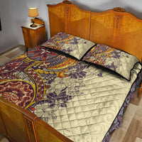 Polynesia Quilt Bed Set Hibiscus and Hawaiian Tribal Tattoo Retro Style Tan Color LT9 - Polynesian Pride