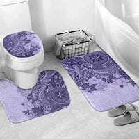 Polynesia Bathroom Set Hibiscus Hawaiian Tribal Tattoo Retro Violet LT9 Mat Set Only (3 pcs) One Size Violet - Polynesian Pride