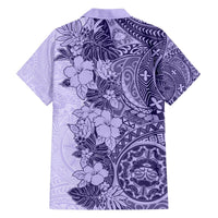 Polynesia Hawaiian Shirt Hibiscus and Hawaiian Tribal Tattoo Retro Style Violet Color LT9 - Polynesian Pride