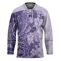 Polynesia Hockey Jersey Hibiscus Hawaiian Tribal Tattoo Retro Violet LT9 Unisex Violet - Polynesian Pride