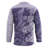 Polynesia Hockey Jersey Hibiscus Hawaiian Tribal Tattoo Retro Violet LT9 - Polynesian Pride
