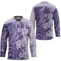 Polynesia Hockey Jersey Hibiscus Hawaiian Tribal Tattoo Retro Violet LT9 - Polynesian Pride