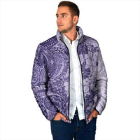 Polynesia Padded Jacket Hibiscus Hawaiian Tribal Tattoo Retro Violet - Polynesian Pride