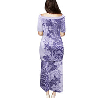 Polynesia Puletasi Hibiscus and Hawaiian Tribal Tattoo Retro Style Violet Color LT9 - Polynesian Pride
