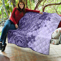 Polynesia Quilt Hibiscus and Hawaiian Tribal Tattoo Retro Style Violet Color LT9 - Polynesian Pride