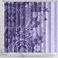 Polynesia Shower Curtain Hibiscus and Hawaiian Tribal Tattoo Retro Style Violet Color LT9 - Polynesian Pride