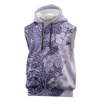 Polynesia Sleeveless Hoodie Hibiscus Hawaiian Tribal Tattoo Retro Violet LT9 Violet - Polynesian Pride