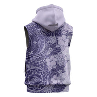 Polynesia Sleeveless Hoodie Hibiscus Hawaiian Tribal Tattoo Retro Violet LT9 - Polynesian Pride
