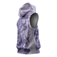 Polynesia Sleeveless Hoodie Hibiscus Hawaiian Tribal Tattoo Retro Violet LT9 - Polynesian Pride