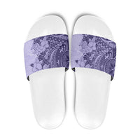 Polynesia Slide Sandals Hibiscus Hawaiian Tribal Tattoo Retro Violet - Polynesian Pride