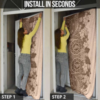 Polynesia Door Cover Hibiscus Hawaiian Tribal Tattoo Retro Pink Pastel - Polynesian Pride