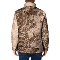 Polynesia Padded Jacket Hibiscus Hawaiian Tribal Tattoo Retro Pink Pastel - Polynesian Pride