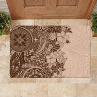 Polynesia Rubber Doormat Hibiscus and Hawaiian Tribal Tattoo Retro Style Pink Pastel LT9 - Polynesian Pride