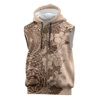 Polynesia Sleeveless Zip Hoodie Hibiscus Hawaiian Tribal Tattoo Retro Pink Pastel - Polynesian Pride