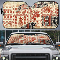 Hawaii Beige Version Auto Sun Shade Aloha Tribal Pattern - Polynesian Pride