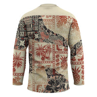Hawaii Beige Version Hockey Jersey Aloha Tribal Pattern LT9 - Polynesian Pride