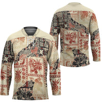 Hawaii Beige Version Hockey Jersey Aloha Tribal Pattern LT9 - Polynesian Pride