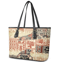 Hawaii Leather Tote Bag Aloha Tribal Pattern Beige Version LT9 - Polynesian Pride