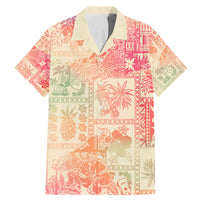 Hawaii Family Matching Mermaid Dress and Hawaiian Shirt Aloha Tribal Pattern Sweat Pink Ombre LT9 Dad's Shirt - Short Sleeve Pink - Polynesian Pride