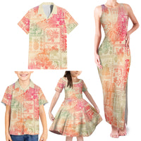 Hawaii Family Matching Tank Maxi Dress and Hawaiian Shirt Aloha Tribal Pattern Sweat Pink Ombre LT9 - Polynesian Pride