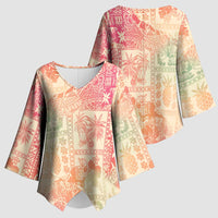 Hawaii Sweat Pink Ombre Kimono Sleeve Blouse Aloha Tribal Pattern - Polynesian Pride