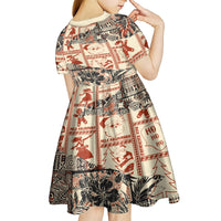 Aloha Hawaii Christmas Kid Short Sleeve Dress Mele Kalikimaka Tapa Tribal Retro Style LT9 - Polynesian Pride