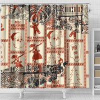 Aloha Hawaii Christmas Shower Curtain Mele Kalikimaka Tapa Tribal Retro Style LT9 - Polynesian Pride