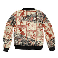 Aloha Hawaii Christmas Sleeve Zip Bomber Jacket Mele Kalikimaka Tapa Tribal Retro Style LT9 - Polynesian Pride