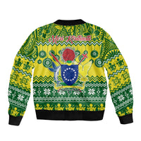 Cook Islands Christmas Bomber Jacket Santa Beach Meri Kiritimiti LT9 - Polynesian Pride