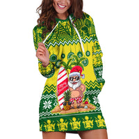 Cook Islands Christmas Hoodie Dress Santa Beach Meri Kiritimiti LT9 Green - Polynesian Pride